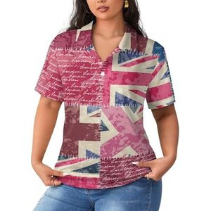 Vintage Londen Britse Vlag Dames Poloshirts Korte Mouw Casual Kraag T-shirts Golf Shirts Sport Blouses Tops XL