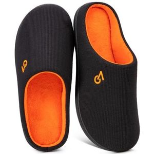 VeraCosy Heren tweekleurige traagschuim pantoffels oranje, 9.5 UK, Oranje, 42 EU