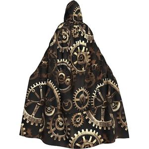 WURTON Cool Steampunk Gears Hooded Mantel Universele Volwassen Mantel Met Capuchon Carnaval Mantel Cosplay Kostuum Mantel 190cm