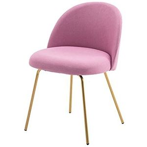 GEIRONV 46×46×78cm Keuken Eetkamerstoel,Linnen Gouden Been Trouwkamer Lounge Stoel Thuis Slaapkamer Nail Art Make-up Stoel 1 Stuk Eetstoelen (Color : Pink, Size : 46x46x78cm)