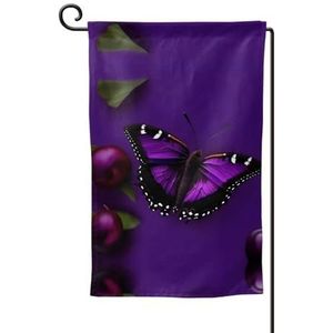 Een paarse pruim vlinder tuin vlag dubbelzijdige boerderij tuin vlag lente zomer buiten decoratie 30x45 cm