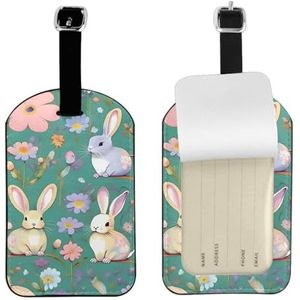 Bloemen konijntjes vogels print grappige stijlvolle bagagelabel 4,3 x 2,76 inch privacy bescherming label voor koffers