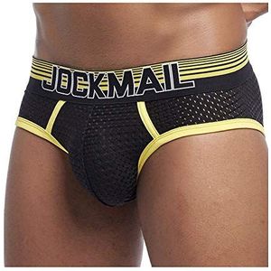 JOCKMAIL Sexy Mannen Ondergoed Ademend Mannen Slips Bikini's Mannelijke Slips Zachte Mesh Onderbroek Comfortabele Slips Voor Mannen, Geel, XL