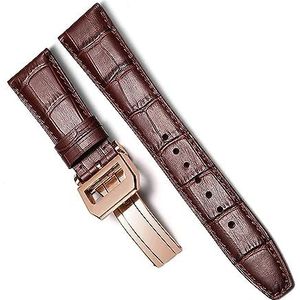 INSTR Lederen Horloge Armband Voor IWC PILOT WATCHES PORTOFINO PORTUGIESER Mannen Band Horloge Band Accessorie (Color : Brown-RoseGoldClasp2, Size : 21mm)