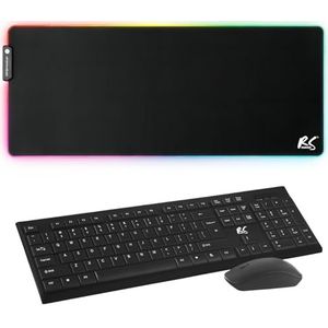 NanoRS Draadloos QWERTY toetsenbord + muisset | 2,4 GHz, bereik: tot 10 m | Muisresolutie: 1200 DPI | Nano USB-ontvanger | plat design, werkt op batterijen (muis + toetsenbord + XXL muismat)