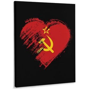 I Love Sovjet-Unie hart USSR vlag canvas kunstwerk muur opknoping foto vintage schilderij poster woondecoratie frame-stijl