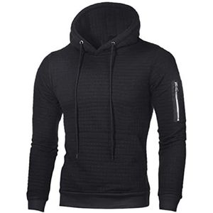 FAWHEWX Heren Hoodie Rits Casual Lange Mouw Hooded Sweatshirt Heren Trui Hoodie Sweatshirt Plaid Jacquard Lange Mouw Trekkoord Mode Casual Hoodie Arm Rits ZakZwartgrijs Whtie 4XL, A-zwart, S
