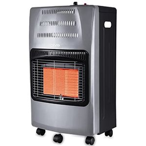 DMS Gaskachel, 4200 W, verwarmingstoestel, gasverwarming, infrarood keramische brander incl. gasdrukregelaar, gasslang, warmtestraler, infrarood, butaangasflessen tot 15 kg [EEK A] (grijs)