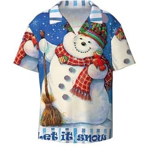 TyEdee Merry Christmas Print Overhemden met korte mouwen voor heren, met zak, casual, button-down shirts, zakelijk overhemd, Zwart, 4XL