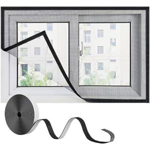 Vliegenhor raam,135x175cm Glasvezel insectenhor, eenvoudig te verlijmen, klamboe gordijn, vrij zicht, voor terrasramen,Zwart