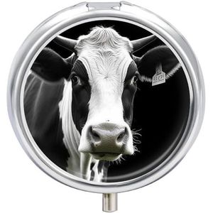 Reizen Pillendoos Pillendoosje Dier Grappige Koe Hoofd Zwart Wit Draagbare Pil Container Kleine Pillendoos Pil Organizer Pocket Geneeskunde Doos Dagelijkse Pil Dozen Mini Pil Organizer