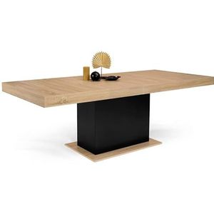 IDMarket - Eettafel, uittrekbaar, rechthoekig, Eden, 6-10 personen, hout en zwart, 160-200 cm