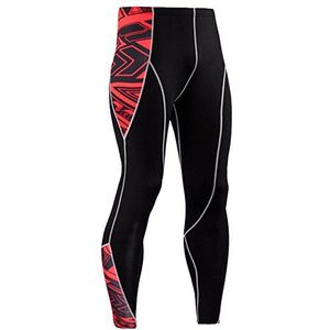 Mens Sport Compressie Panty Workout Training Leggings Running Gym Thermische Base Layer Bottom, Rood 1, 3XL