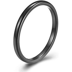 2 mm brede eenvoudige wolfraam stalen staartring temperament paar wolfraam gouden paar ring Jane stijl ring fabriek directe verkoop (Color : Black, Size : 6#)