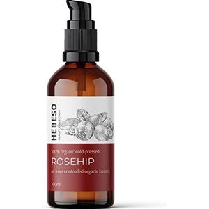 HEBESO - Rozenbottelolie 100% - koudgeperst - 100ml - Rozenbottelolie met anti-aging werking en vitamine A, B, C, E - Gezichtsolie - Bio huidverzorgingsolie