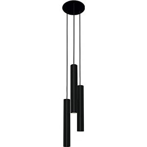Hanglamp rond metalen cilinder in zwart 3-lamps D: 20cm GU10 veranderbaar B: 62cm voor eetkamer keuken hanglamp hanglamp binnen