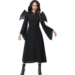 Sanfly Halloween kostuum voor vrouwen effen kleur gotische jurk heks jurk renaissance jurk hoodie cosplay kostuum voor dames