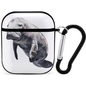 Manatee Leuke Case voor AirPods 2&1 Schokbestendige Beschermende Hoofdtelefoon Gevallen Cover Met Sleutelhanger Voor Mannen Vrouwen
