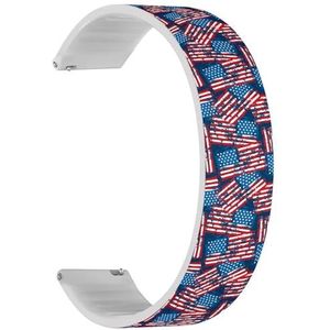 Solo Loop band compatibel met Garmin Vivoactive 5, Vivoactive 3/3 Music, Approach S12/S40/S42 (Distress Painted American Flag) Quick-Release 20 mm rekbare siliconen band band accessoire, Siliconen,