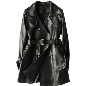 Suiting Style Stijlvolle Maroon Zwart Groen Kleur Variatie Lederen Jas - Winterjassen Voor Vrouwen - Echt Lederen Jas, Zwart, 3XL