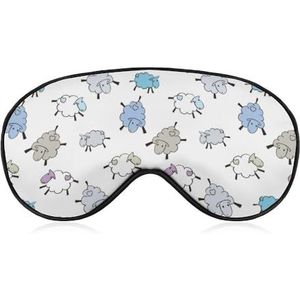 Hand getekend schattig gelukkig kleurrijk schapen slaapmasker met verstelbare riem, comfortabel zacht oogmasker slaaphulp, lichtblokkerende oogmaskers