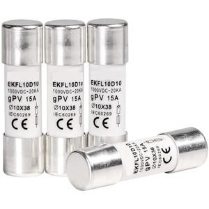 FPJQOBJC 10X38mm PV Solar Ceramic DC Fuse Links, 15A, 1000VDC, 20KA, gPV, Snelle Blow Keramische Zekering voor circuit bescherming
