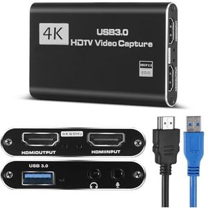 4K HDMI Video Capture Card, Gaming Capture Card met Microfoon, Full HD 1080P 60FPS USB Capture Card, USB 3.0 HDMI Video Capture Device