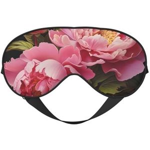 Pioen Print Stijlvol Oogmasker Lichtgewicht Reizen Yoga Nap Meditatie Camping Werk Ontspanning