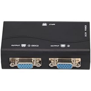 2-poorts VGA-splitterversterkerbox, VGA-splitter 1 in 2 uit, 250 MHz USB-aangedreven 1920x1440 1080P Videosplitter voor Schermduplicatie