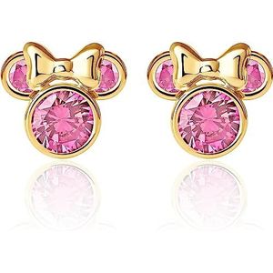Disney Oorbellen van 9 karaat geelgoud voor meisjes met Minnie, versierd met zirkonia, goud, Zirkonia