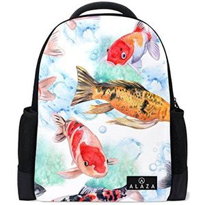 Mijn dagelijkse Koi Carps vis aquarel rugzak 14 Inch Laptop Daypack Bookbag voor Travel College School