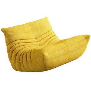 Vloerbank Chaise Lounge stoel voor slaapkamer Fauteuil Woonkamer Receptie Zachte suède stoffen hoes Luie enkele fauteuil Zitzak 70 * 93 * 85cm geel