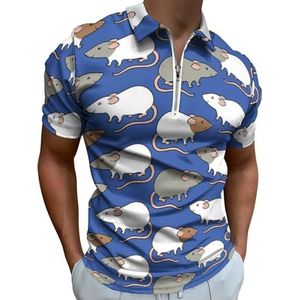 Leuke cavia's Half Zip-up Polo Shirts Voor Mannen Slim Fit Korte Mouw T-shirt Sneldrogende Golf Tops Tees L
