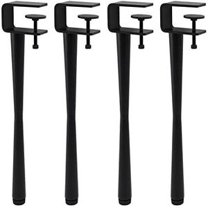 Staand bureau poten, Verstelbare tafelpoten, 4 stuks metalen ijzeren tafelpoten, verstelbare F-vormige eettafelpoten, doe-het-zelf metalen salontafelpoten zonder te ponsen(Black,45cm(17.7in))