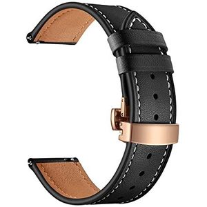 Lederen band Compatible With Samsung Galaxy Horloge 4 3 Classic Band 42mm / 46mm / Actief 2 40 mm 44mm / 41mm / 45mm 20mm 22mm horlogeband armband riem (Color : Black rose gold, Size : For Active2 4