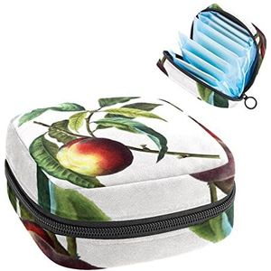 Perzikboom,Periode Pouch Draagbaar,Tampon Opbergtas,Tampon Houder voor Portemonnee Vrouwelijke Product Organizer, Meerkleurig, 4.7x6.6x6.6 in/12x17x17 cm