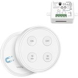 LoraTap Draadloze schakelaarset, met timer 10 min, 30 minuten, ontvanger 2500 W, radiozender 868 MHz, wisselschakelaar, wandafstandsbediening voor VMC-verlichting