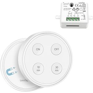 LoraTap Draadloze schakelaarset, met timer 10 min, 30 minuten, ontvanger 2500 W, radiozender 868 MHz, wisselschakelaar, wandafstandsbediening voor VMC-verlichting