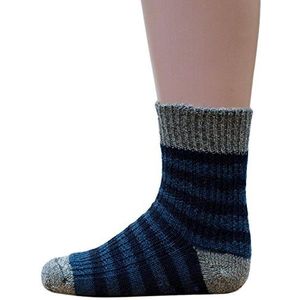 Gestreepte sokken van 100% scheerwol kbT, marine/jeans/grijs, van Hirsch Natuur 015-187