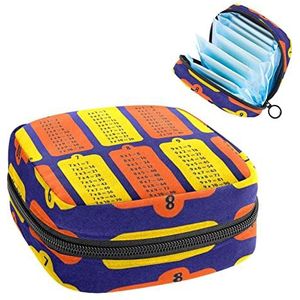 Periode Pouch, Draagbare Tampon Opbergtas voor Maandverband, Math Multiplication Table, Meerkleurig, 4.7x6.6x6.6 in/12x17x17 cm