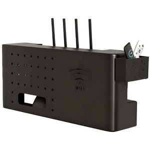 TAUIANE Wall-Mounted WiFi Storage Box, WiFi Box Hider, Metal Router Storage Box Shelf, Concealment Cabinet, Ideal Cable Management Solution for Living Room and Workspaces,zwart,40 * 20 * 10cm