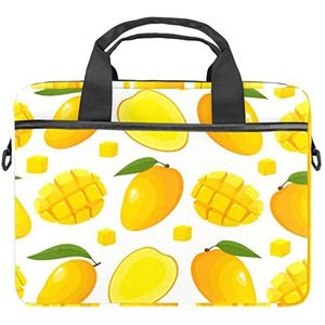 Bloem Laptop Schouder Messenger Bag Crossbody Aktetas Messenger Sleeve voor 13 13.3 14.5 Inch Laptop Tablet Beschermen Tote Bag Case, Zomer Tropisch Fruit Mango Zoet Geel, 11x14.5x1.2in /28x36.8x3 cm