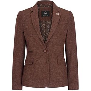 Dames Blazer Tweed Visgraat Wol Classic Smart Casual Vintage Roest Bruin, camel, 40