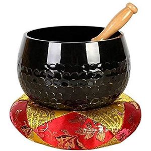 KUYUC Tibetaanse zingende kommen set, meditatie geluidskommen voor gebed yoga reiki healing stress reductie stressvermindering (Color : Black)