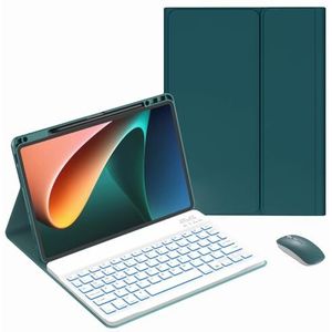 Toetsenbordhoes voor iPad Pro 13 inch (M4) 2024, 7 Kleuren Achtergrondverlichting, Ingebouwde Potloodhouder, Magnetisch Afneembaar Draadloos Toetsenbord met Bluetooth Muis,Green 1