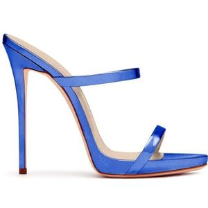 CHMILE CHAU Schoen Hakken - Elegante Dames Sandalen Stiletto-Sexy Naaldhak Ronde Avond-Feest Luxe Sandalen Mode-Schoen Vrouwelijke Hakken Slide Sandalen, 8 Blauw, 37.5 EU