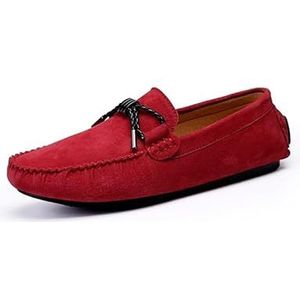 Loafers for heren Suede Vamp Rijden Loafers Mocassins Schoenen Lichtgewicht Flexibel Antislip Schoolfeest Instappers (Color : Red, Size : 41 EU)