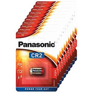 Panasonic CR2 cilindrische lithiumbatterij voor lichte apparaten met een hoge energiebehoefte zoals rookmelders, alarmsysteem, hoofdlamp, camera's, 3 V, 10 verpakkingen (10 stuks)