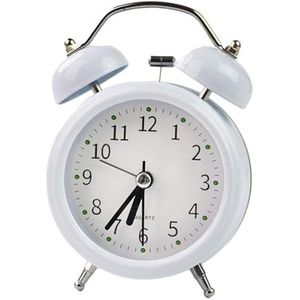 F Fityle Twin Bell-wekker, nachtkastje, mechanisch alarm, analoge wekker, luide wekker, voor thuisbureau, studeerkamer, wit