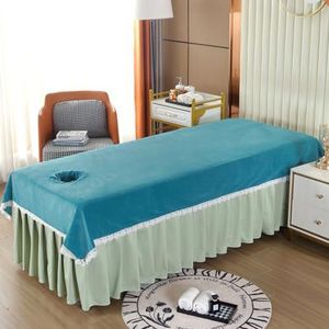 Blue(h),80x200cm,LDLCYCN Fluweel Massage Bed Cover Laken Comfortabele Zachte Schoonheid Bed Cover Stofdichte Massagetafel Laken Voor Salons Spa Therapeuten Massagetafel Matrashoes Wasbaar